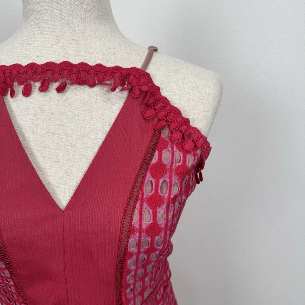 Harlyn Dress Womens M Pink Lace Feminine Coquette Event Dainty Preppy Old Money - Picture 7 of 16